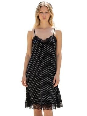 Size 2/ Small-Medium Slip Dress Free People Polka Dots Lace Night Gown Y2K Sexy